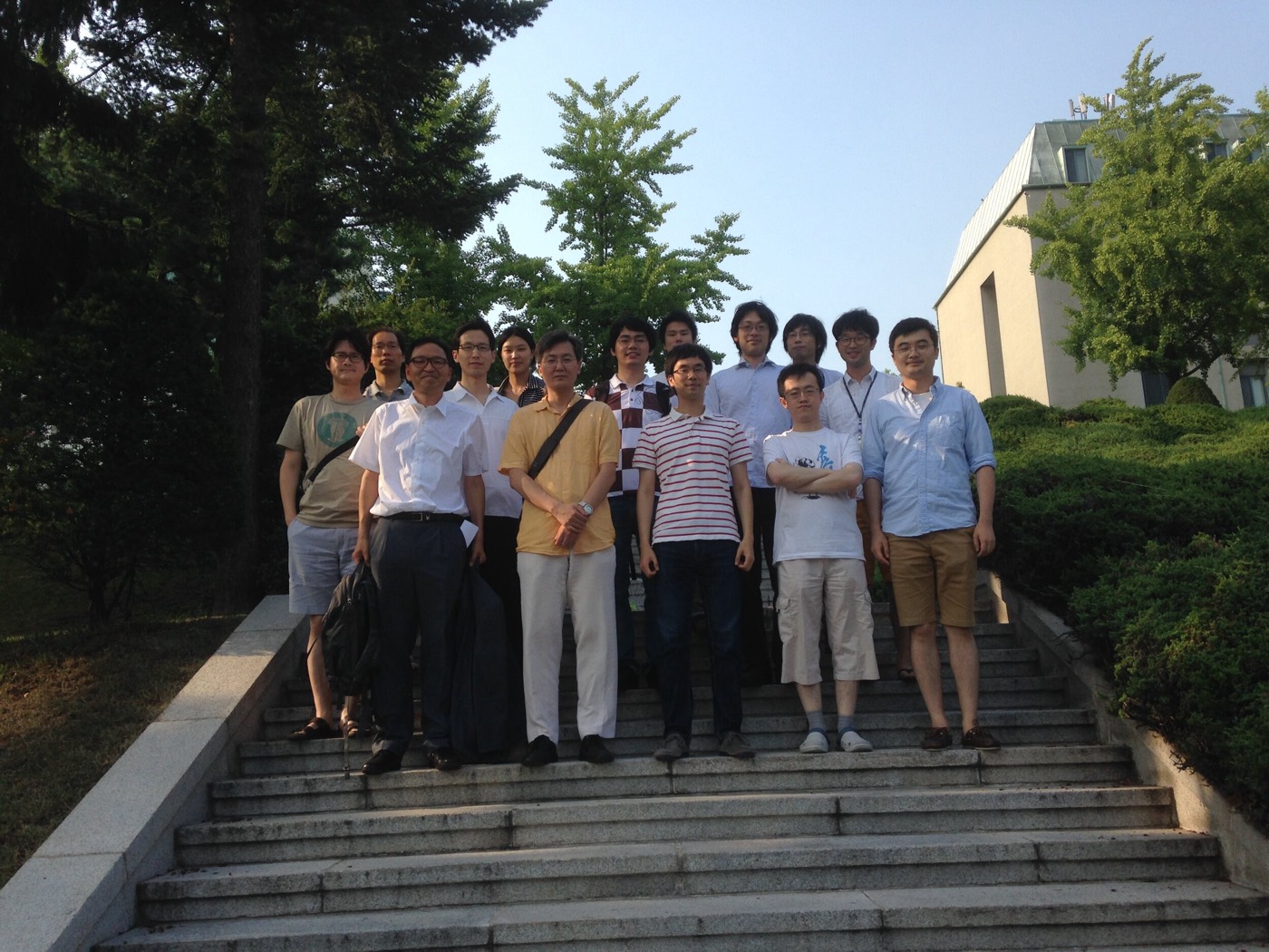 Group photo on the steps outside the Korea Institute for Advanced Study